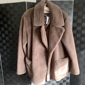 Velvet By Graham & Spencer  Brown Linda Faux Lux Fur Jacket XL